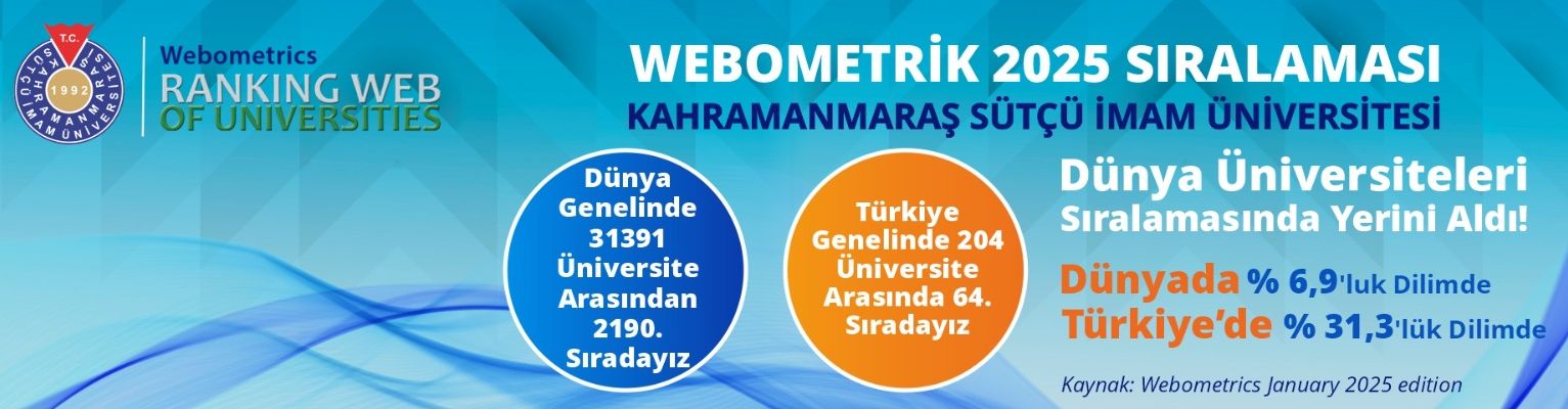 Kahramanmaraş Sütçü İmam Üniversitesi (KSÜ), uluslararası akademik alandaki başarısını sürdürerek