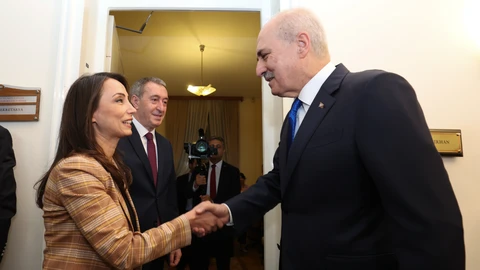 ANKARA-BHA Türkiye Büyük Millet Meclisi (TBMM) Başkanı Numan Kurtulmuş, DEM