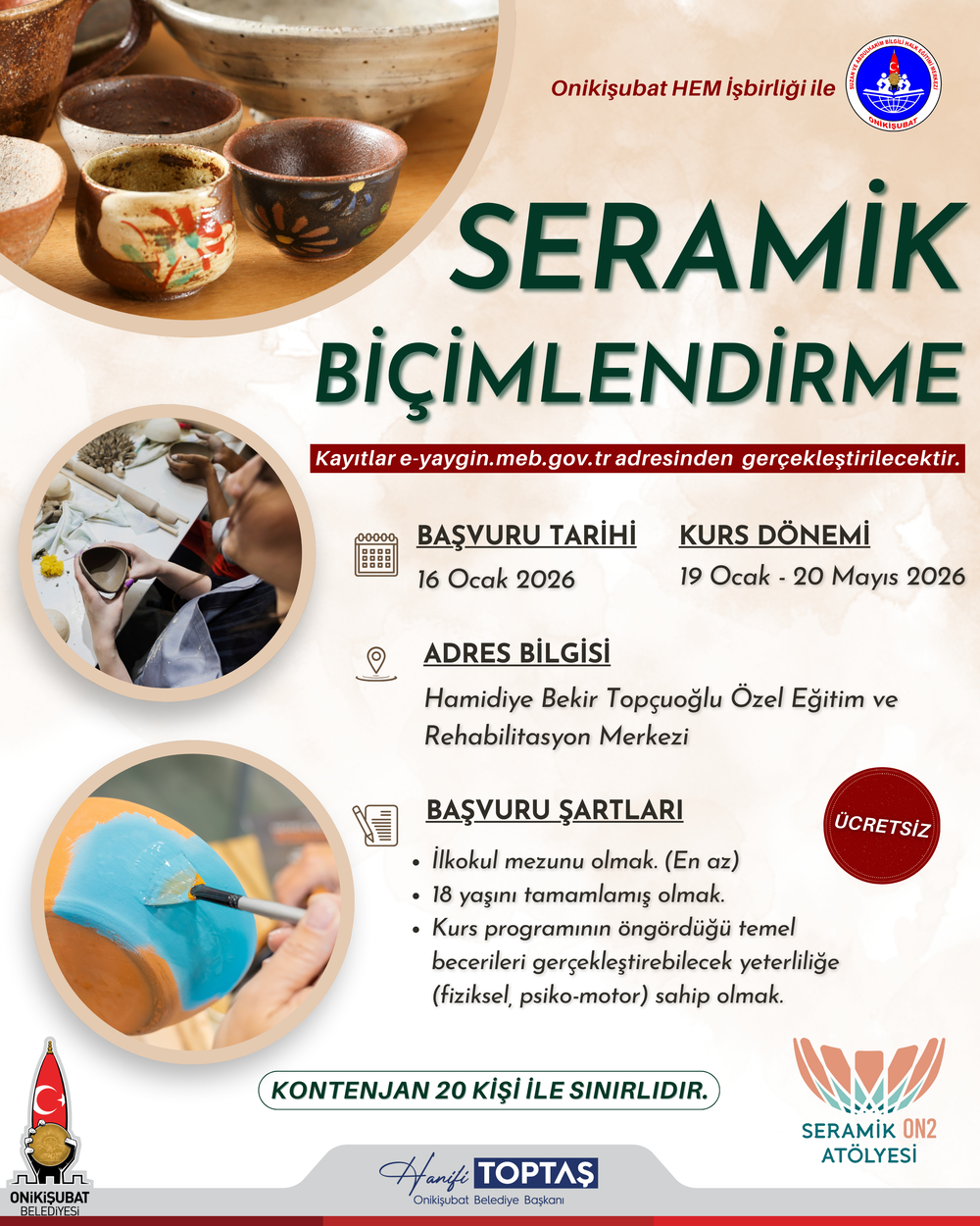 Onikişubat Belediyesi, kadınların sosyal, kültürel ve ekonomik hayatta daha aktif