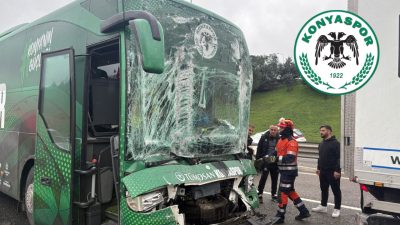 İSTANBUL-BHA Konyaspor 19 yaş altı futbol takımını taşıyan kulüp otobüsü,