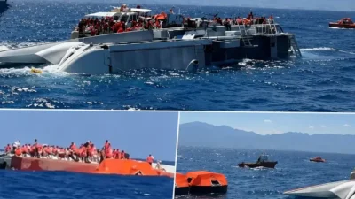 KKTC Bayındırlık ve Ulaştırma Bakanı Erhan Arıklı, Girne Limanı açıklarında