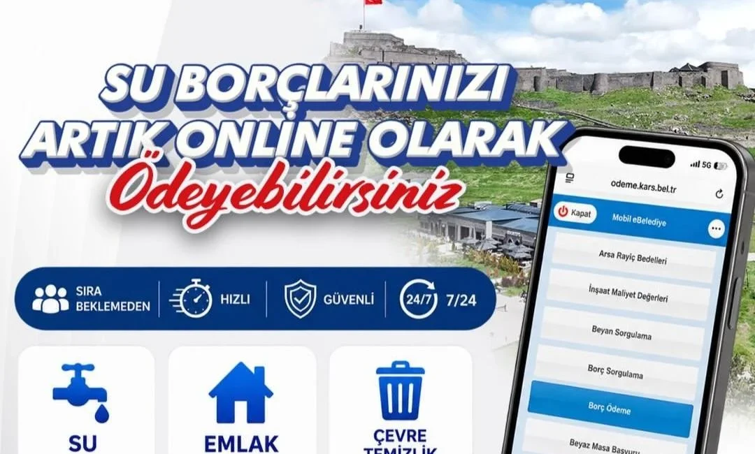 Kars Belediyesi’nden online ödeme kolaylığı KARS – BHA Belediye tarafından yapılan paylaşımda, su borçları, emlak