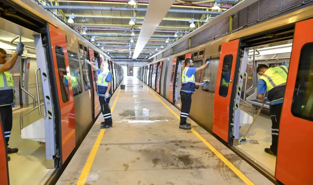 Metro ve ANKARAY’da hijyen mesaisi ANKARA – BHA Son tren seferlerinin tamamlanmasının ardından başlayan ve