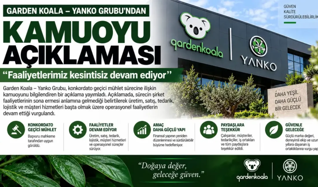 Garden Koala – Yanko Grubu’ndan kamuoyu açıklaması: “Faaliyetlerimiz kesintisiz devam ediyor” ADANA – BHA Garden Koala – Yanko Grubu, son dönemde