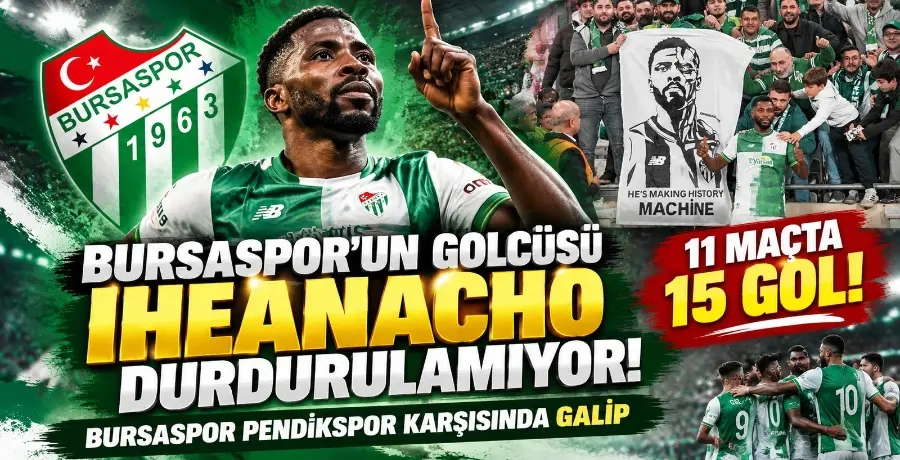 Bursaspor’un golcüsü Iheanacho’dan 11 maçta 15 gol BURSA – BHA Trendyol 1. Lig’in 11. haftasında Bursaspor, sahasında