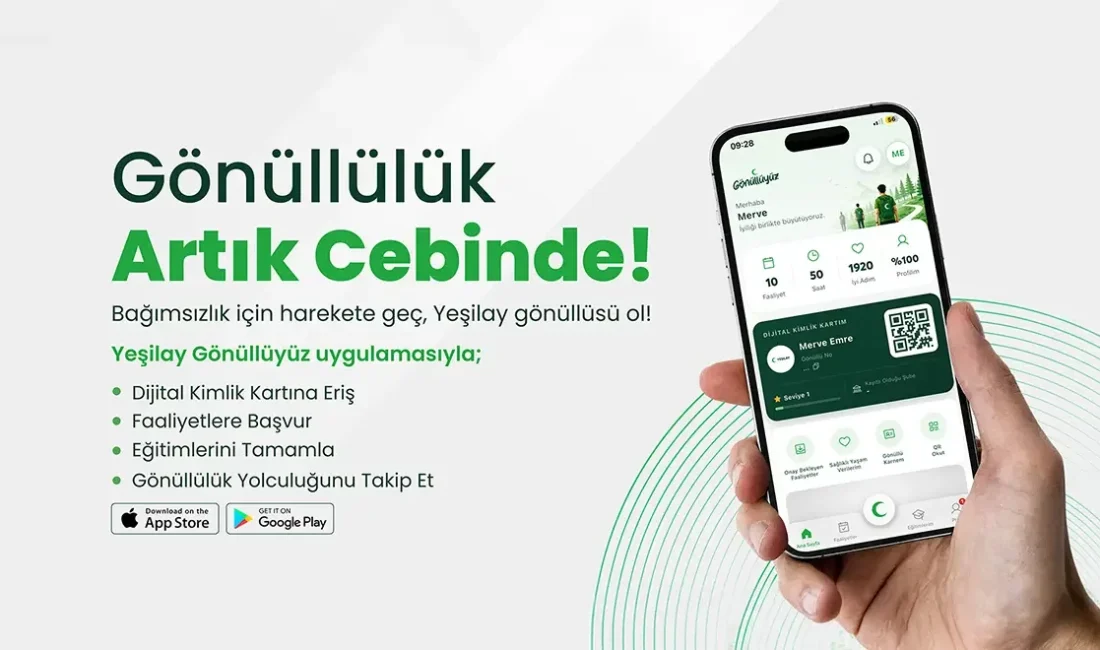 Yeşilay’dan gönüllülük için yeni dijital uygulama: Gönüllüyüz ANKARA – BHA Yeşilay, gönüllülük çalışmalarına katılmak isteyenler ile mevcut